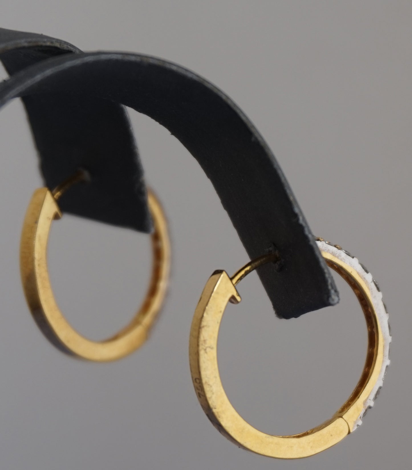 14K yellow Gold Diamond-Studded Hoop Earrings