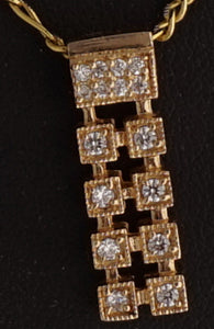 14K Gold ladder Pendant studded with Cubic zirconia (CZ)