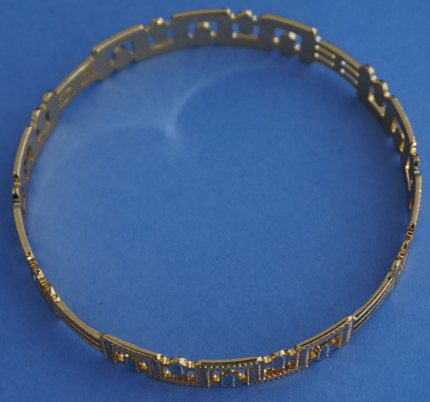 Meander Slip on Bangle Bracelets in two tone gold