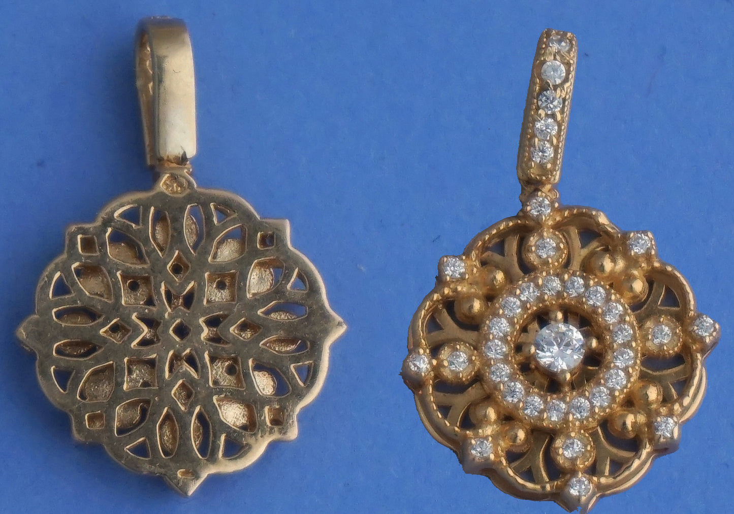 14K gold shield pendant is a celebration of elegance.