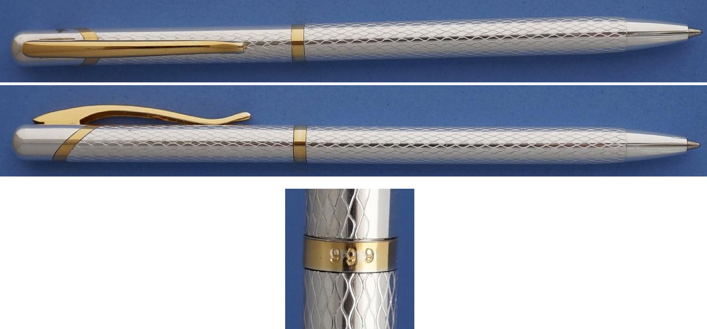 999 Silver & Gold 2 Tone Swan Ballpoint Pen Takes Cross Type Refill for Planner, Purse, Briefcase