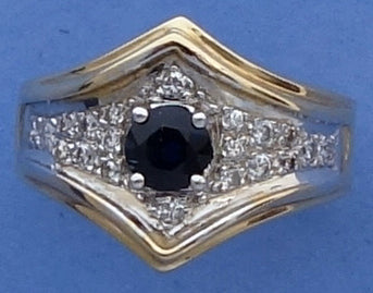 Blue Sapphire and Diamond Ring in Two-Tone 14k Gold