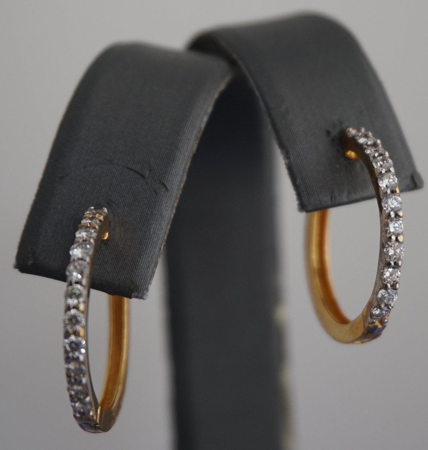 14K yellow Gold Diamond-Studded Hoop Earrings
