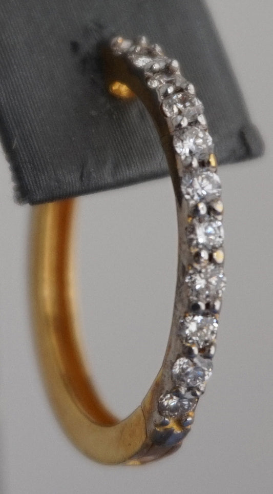 14K yellow Gold Diamond-Studded Hoop Earrings