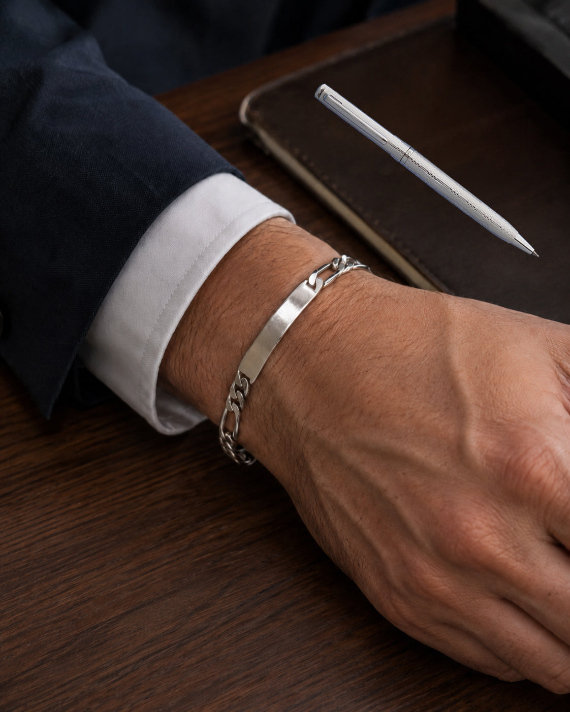 Men’s Silver ID Figaro Bracelet