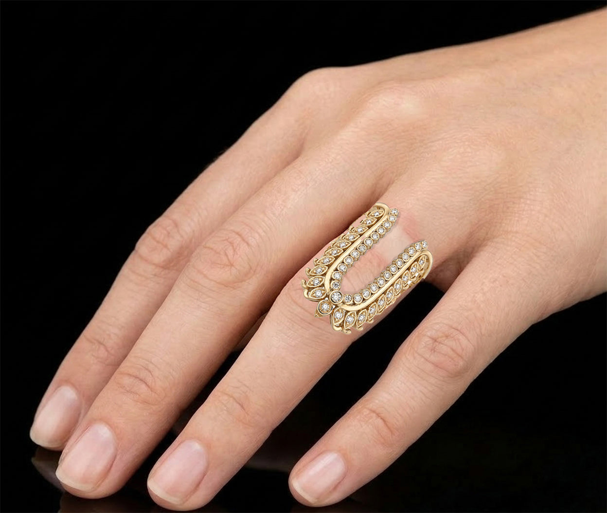 Fortune Horseshoe Diamond Ring - 14K Gold